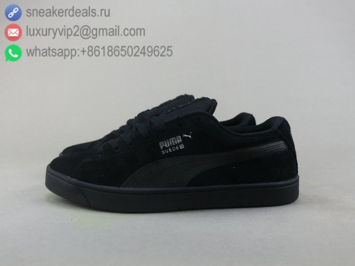 Puma Suede S Modern Tech Unisex Shoes Low All Black Leather Size 36-45